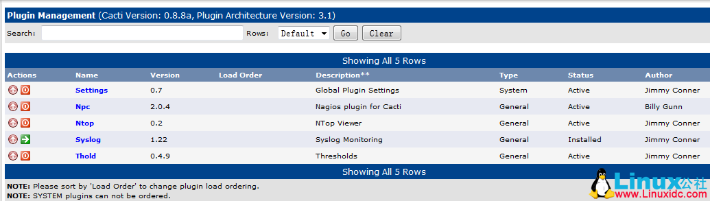 Cacti插件安装之syslog