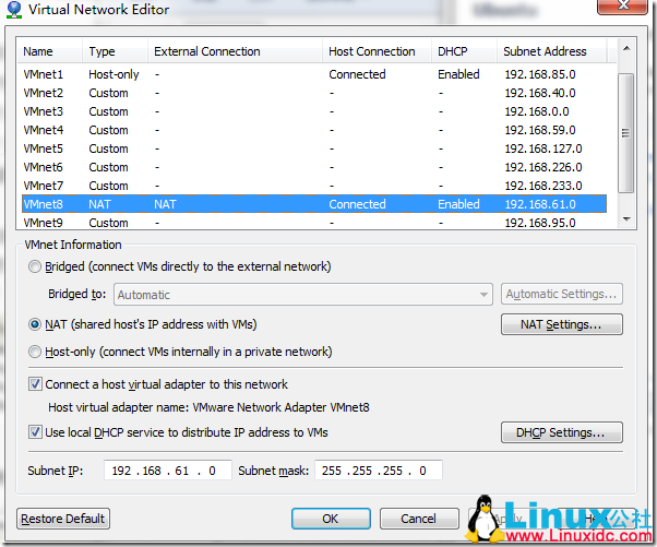 VMWare安装RedHat9上网网络设置