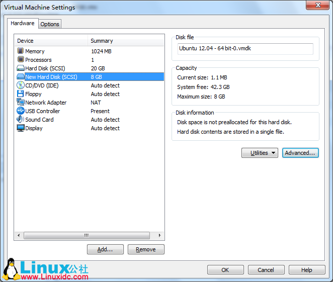 Ubuntu 12.04添加硬盘实验